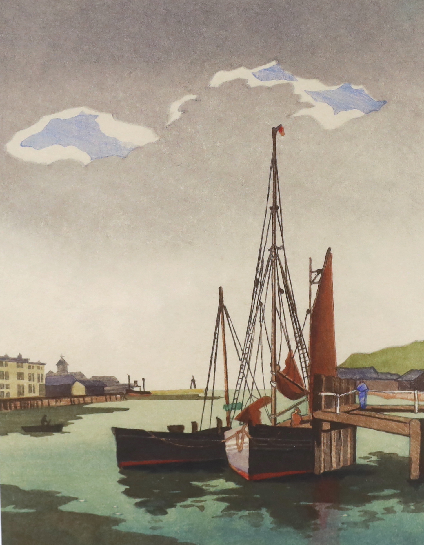Eric Slater (British, 1896-1963), giclee print, limited edition, 33/250, Fishing boats, details and signature verso, 26 x 20cm